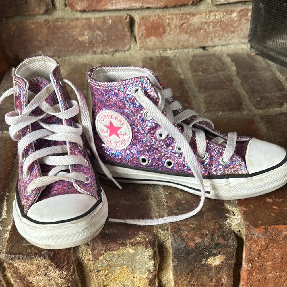 Converse Pink and White High-Top Sneakers